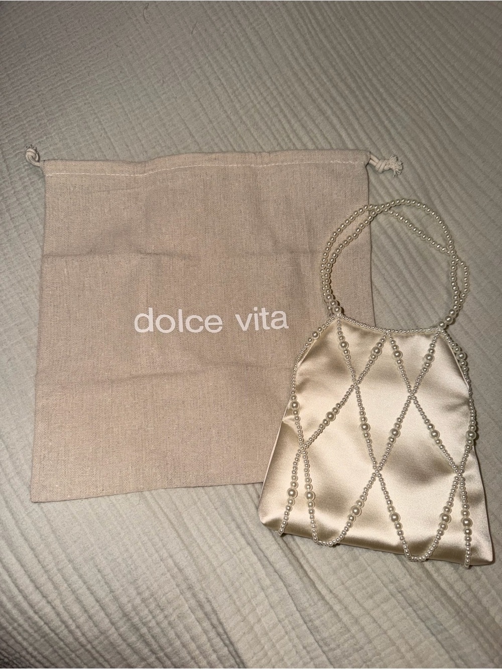 Dolce Vita Serilda pearl handbag ivory satin - Picture 3 of 3